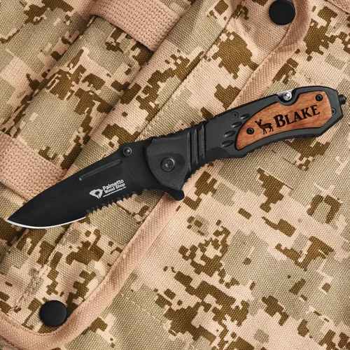 Miniatura 6 de Cuchillo de bolsillo personalizado de Palmetto Wood Shop - Cuchillo de bolsillo grabado con láser, regalo para hombres, cuchillo personalizado
