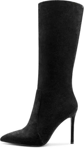 Miniatura 2 de Aachcol Botas de media pantorrilla para mujer, tacón alto, punta puntiaguda, cremallera, clásica, 4 pulgadas