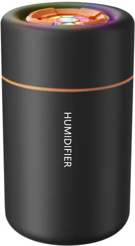 Mini humidificador, humidificador de escritorio personal USB para RV, oficina, dormitorio, etc. Apagado automático, 2 modos de niebla, súper Negro