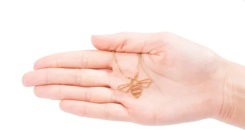 Miniatura 9 de La Menagerie Bee Gold Origami Jewelry - Collar de cadena geométrica de oro - Collar de oro chapado de 18 quilates para mujeres y niñas - Elegante