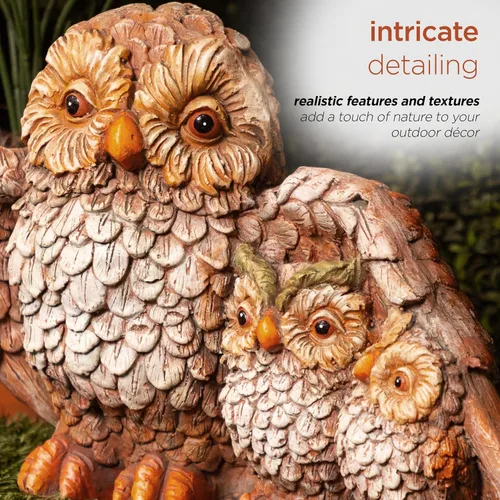 Miniatura 5 de Alpine Corporation QFC366HH - Estatua de jardín de búho para interiores y exteriores, estatua de la familia de búho amoroso, 11 pulgadas de alto