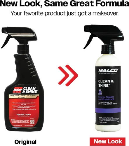 Miniatura 2 de Malco Limpiador y Abrillantador para Interiores de Automóvil Clean & Shine - Restaura superficies de cuero, plástico y vinilo en tu vehículo/Limpia