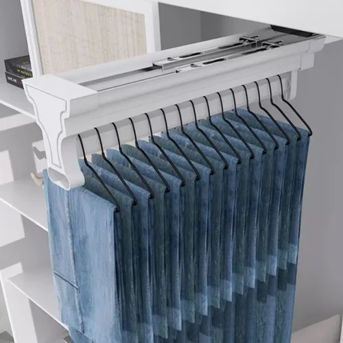 Miniatura 8 de Barra de valet para armario extraíble, con soporte retráctil de 99.2 lbs, riel de ropa extraíble de aleación de aluminio, riel deslizante deslizante