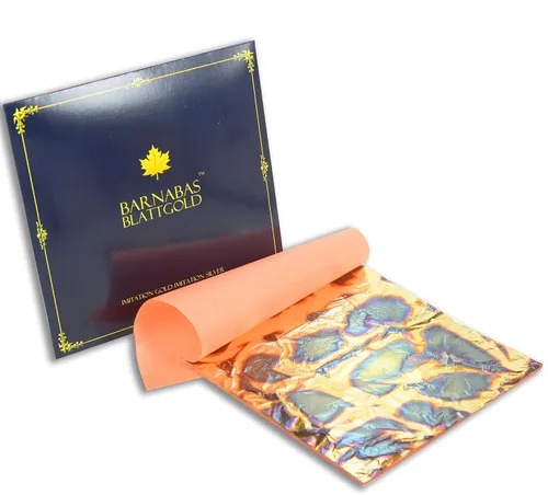 Miniatura 4 de Barnabas Blattgold – Hojas de color oro jaspeado, calidad profesional. Azul claro abigarrado