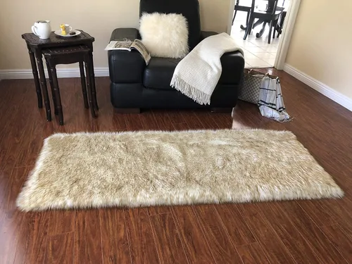 Miniatura 29 de LAMBZY Alfombra rectangular de piel de oveja sintética, súper suave, hipoalergénica, de felpa, lujosa alfombra de felpa sedosa para dormitorios