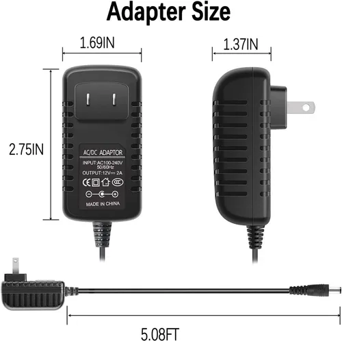 Miniatura 5 de Adaptador de 12V 1A Max 2A Salida de fuente de alimentación 100mA ~ 2000mA Compatible con Yamaha PA-130 Piano Digital Piano Portátil Serie Cargador