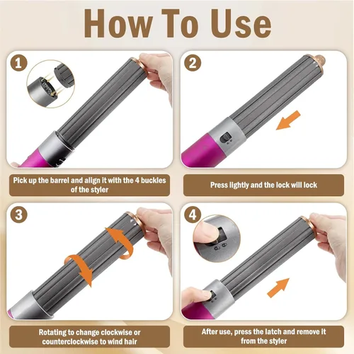 Miniatura 9 de Barriles rizadores de cabello largo de 1.6 pulgadas de largo para Dyson Airwrap HS01 HS05 HS08, rizado bidireccional ajustable, accesorios