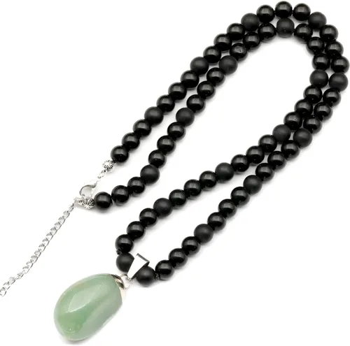 Miniatura 32 de Colgante de turmalina cruda natural, Collar de cuentas de ónix negro genuino, Collar de piedra negra, Collar de piedras preciosas, Cuentas de 0.315