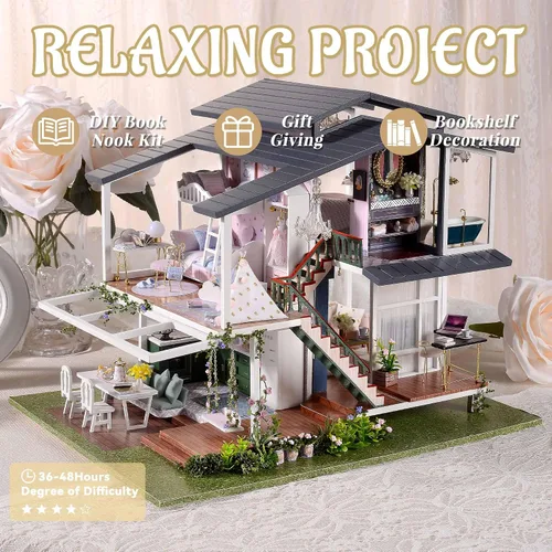 Miniatura 4 de Flever Kit de casa de muñecas en miniatura DIY, habitación creativa con muebles para un regalo artístico romántico (Jardín de Monet)