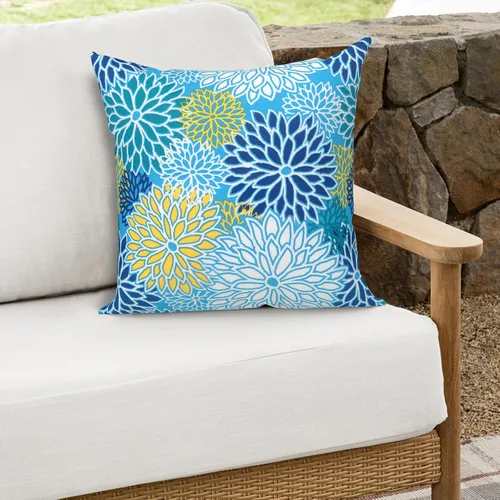 Miniatura 991 de Juego de 2 almohadas para exteriores de 16 x 16 pulgadas, repelentes al agua con interiores, para muebles de patio, hogar, jardín, geometría bohemia