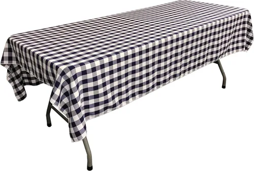 Miniatura 8 de LA Linen Mantel rectangular de poliéster Gingham a cuadros 60 por 84 pulgadas, blanco y verde oscuro