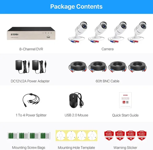 Miniatura 6 de ZOSI Sistema de cámara de seguridad Lite de 5 MP para exteriores, H.265+ 8 canales CCTV DVR y 4 cámaras de vigilancia resistentes a la intemperie