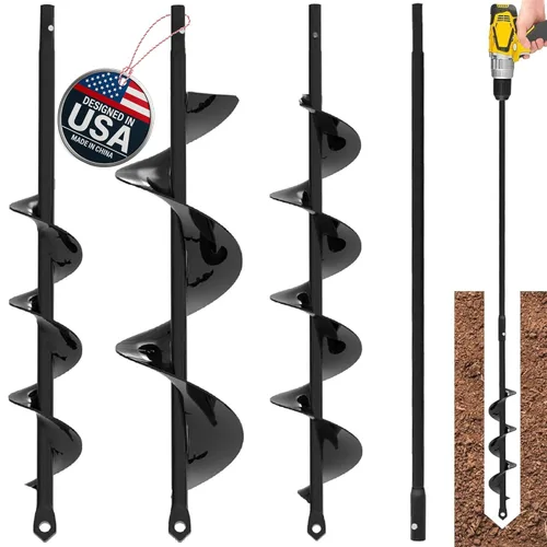 Miniatura 7 de Broca de taladro para plantar 2 x 32 pulgadas, con extensión, maceta de agujero en espiral para bombillas, postes de valla y agujeros para paraguas