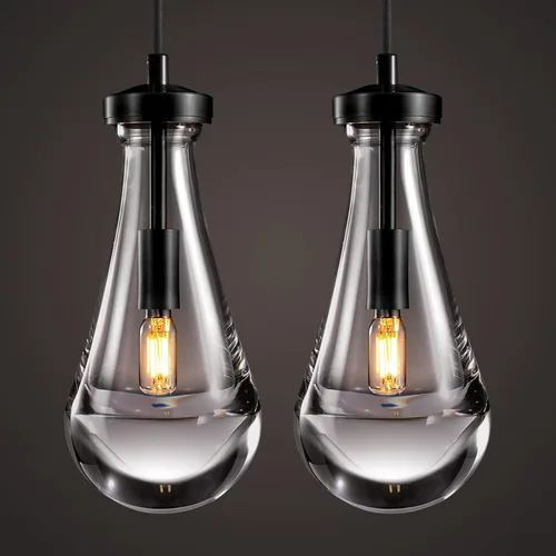 Luces Colgantes Modernas en Forma de Gota de Lluvia Juego de 2, Luces Colgantes de Bronce para Isla de Cocina, Luz Colgante Negra Luces de Isla para