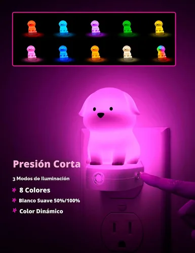 Miniatura 4 de L LOHAS LED - Luz nocturna enchufable para niños, luces nocturnas 3D de cachorros lindas con sensor de atardecer a amanecer, 1600K/2700K/5000K 3CCT
