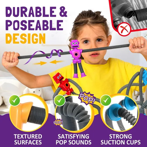 Miniatura 5 de nutty toys Juguetes Sensoriales de Robot 4 Unidades - Tubos Pop Superiores Fidget 2025 para TDAH y Autismo Edades 3 4 5 6 7 8 9 10 11 12, Mejor Idea