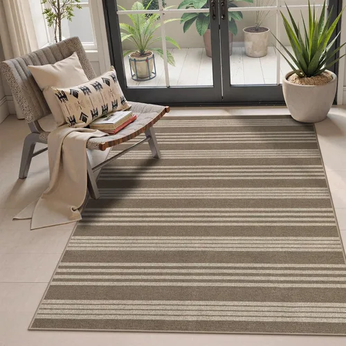 Miniatura 39 de Lahome Alfombra de yute a rayas fácil para patio al aire libre, alfombras lavables de 3 x 5 pies para entrada, porche, casa de campo, alfombra