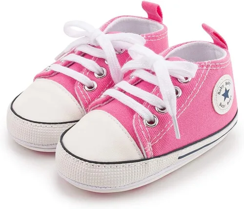 Miniatura 3 de Meckior - Zapatos deportivos de lona para bebé, con suela suave y caña alta, para sus primeros pasos y estar en la cuna
