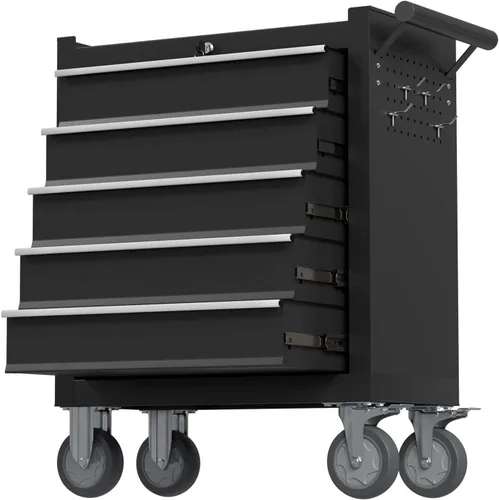 Caja de herramientas rodante de 5 cajones con ruedas, cofre de herramientas rodante con cajones, caja de herramientas rodante portátil con ruedas,