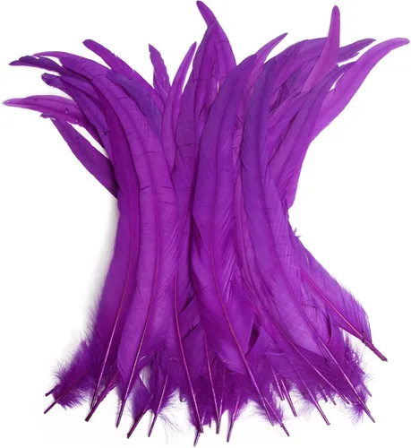 Miniatura 9 de THARAHT 50 piezas de plumas de cola de gallo, naturales, de 12 a 14 pulgadas (30-35 cm) para manualidades, bodas, atado de moscas, plumas para Rosa