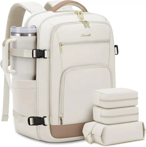 Miniatura 32 de LOVEVOOK Mochila de viaje para mujer y hombre, Beige, Mochilas de viaje