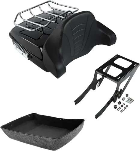 Miniatura 7 de TCMT King - Caja envolvente para maletero de motocicleta, montaje en el respaldo, portaequipajes, luz trasera, altavoces traseros aptos para Harley