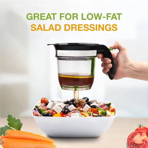 Miniatura 3 de Separador de grasa con liberación inferior, separador de salsa de 4 tazas para cocinar con filtro de aceite, separador de grasa para utensilios