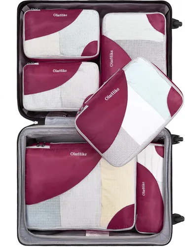 OlarHike Juego de 6 cubos de embalaje para viajes, 4 tamaños diferentes (grande, mediano, pequeño, delgado), bolsas organizadoras de equipaje para