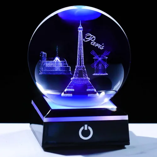 Miniatura 18 de Bola de cristal 3D, tortuga marina, regalos para mujeres y hombres, adorno de globo de nieve con base LED, luz nocturna, figuras de decoración