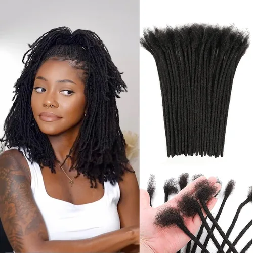 Miniatura 63 de Extensiones Loc de 10 pulgadas de grosor de cabello humano de 10 pulgadas, 10 hebras, extensiones de rastas de cabello humano para mujeres