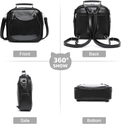 Miniatura 2 de LUI SUI Bolso Ita para mujer, bolso cruzado kawaii, lindo gato, bolso de mensajero, mochila transparente, bolso de hombro con pin