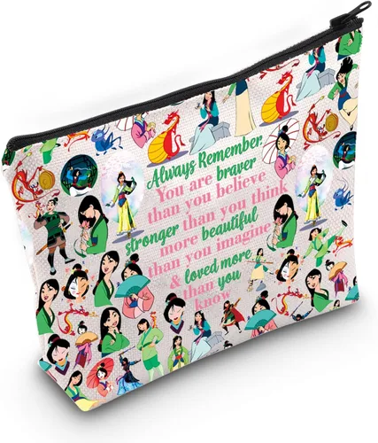 LEVLO Bolsa de cosméticos de película de dibujos animados, regalo para fanáticos de la película, eres más valiente, más fuerte, más inteligente de