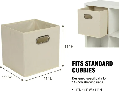 Miniatura 3 de Household Essentials Cubos de Almacenamiento de Tela Plegables Paquete de 6 – 11x11x11 Contenedores No Tejidos Apilables con Lados de Cartón