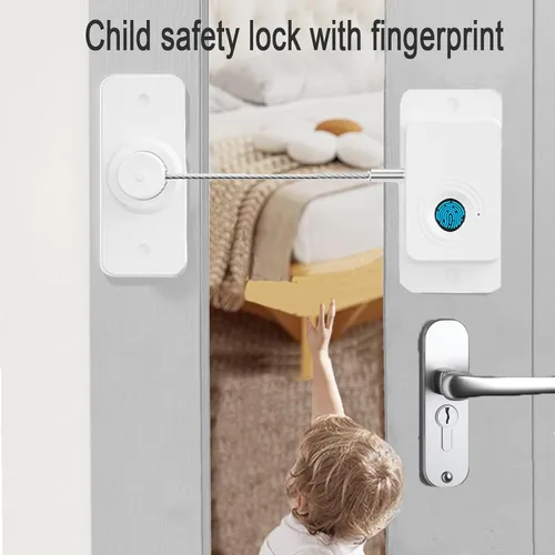 Miniatura 5 de CMNGJ - Cerradura de seguridad para niños con desbloqueo de huellas dactilares, bloqueo inteligente de gabinete de un solo toque, seguro