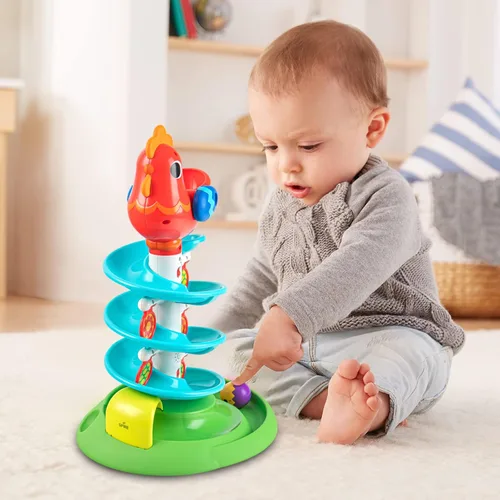 Miniatura 4 de Montessori - Juguete sensorial para niños pequeños, torre de bola giratoria que hace música, juegos interactivos preescolares, regalo de cumpleaños