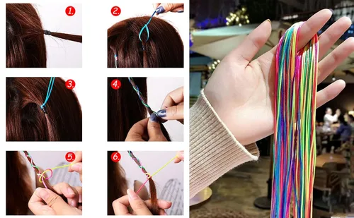 Miniatura 7 de Juego de 50 trenzas de pelo surtidas con colores degradados, trenzados, para trenzas de cola de caballo, mujeres y niñas, accesorios de peinado