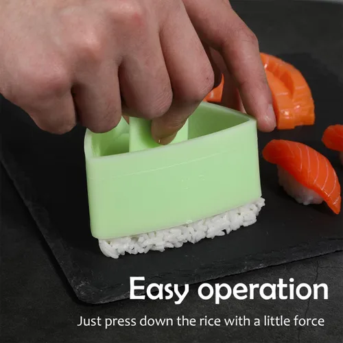 Miniatura 7 de UPKOCH Molde de sushi triangular, fabricante de bolas de arroz, prensa antiadherente para onigiri, fabricante de moldes de sushi, verde claro