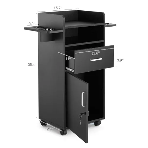 Miniatura 6 de Artist Hand Gabinete de salón para estilista – Estación de pelo con ruedas, carrito de salón de belleza con 6 soportes para herramientas, polea fija