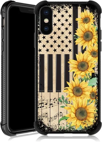 Miniatura 28 de Funda para iPhone Xs Max, diseños de girasol, estrella, cielo, cubierta trasera de cristal templado antiarañazos, esquinas reforzadas, carcasa