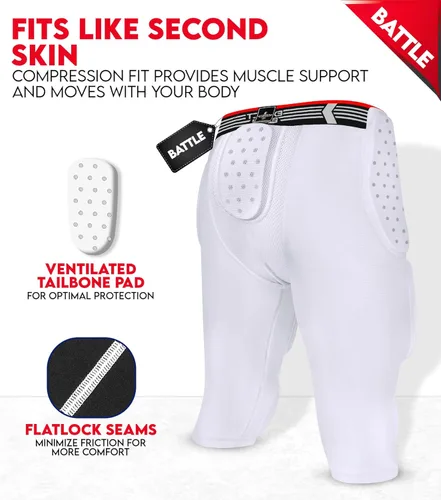 Miniatura 4 de Exxact Sports Battle - Faja de fútbol con 7 almohadillas para hombres y niños con bolsillo para tazas, pantalones cortos de compresión acolchados