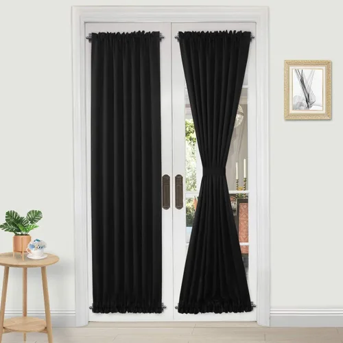 Miniatura 42 de DWCN Cortinas para puerta francesa: cortina térmica con bolsillo para barra para puertas con ventana de vidrio, puertas de cocina y patio