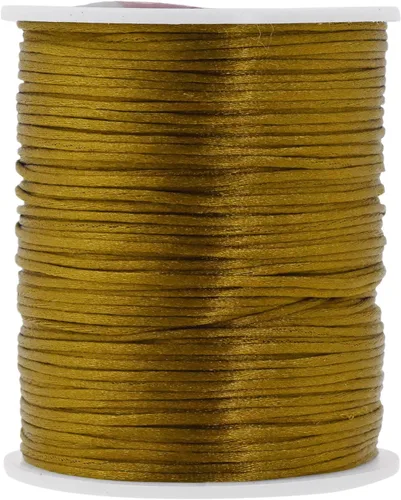 Miniatura 42 de Mandala Crafts Cordón de Satén de Nailon 2mm Cordón Rattail Champagne - 100 Yardas Cordón de Nailon Chino para Nudos Cordón de Seda Cola de Rata