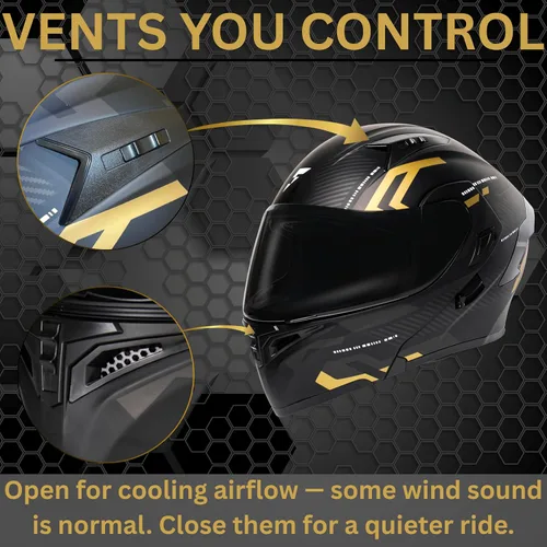 Miniatura 6 de Casco modular para motocicleta FIOEMI Negro Mediano Grande XL Visor extra tintado + Máscara de esquí Casco de cara completa con visera