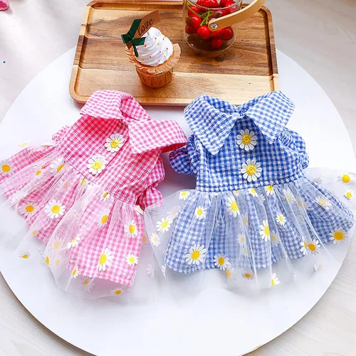 Miniatura 5 de Ropa para perro, vestido floral para perros pequeños, niña, de verano, lindo vestido de princesa con lazo, Yorkies Chihuahua, ligero, transpirable