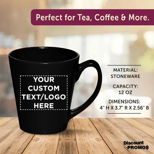 Miniatura 4 de DISCOUNT PROMOS Taza de café con leche de cerámica brillante personalizada de 12 onzas, juego de 10/50/100 unidades personalizadas, paquete a