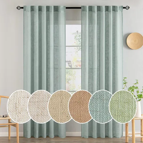 Miniatura 123 de MIULEE Cortinas de lino blanco de 108 pulgadas de largo para dormitorio, sala de estar, cortinas de ventana con textura de lino suave y grueso, Lino