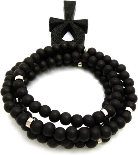 Miniatura 7 de Collar de cuentas de madera de 0.315in de 0.315in de 35.8in con diseño de llave de vida de Egipto, color negro, marrón