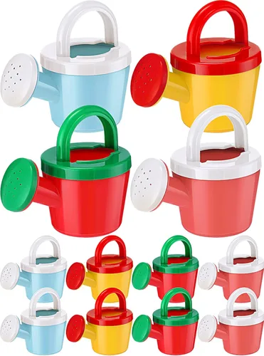 Sosation Regadera de 12 piezas para niños, cubos de baño, juguetes de arena, pequeña regadera de plástico con asas para niños, herramientas de