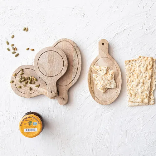 Miniatura 3 de Creative Co-Op Mini tablas de madera para servir con asas, juego de 4, 2 estilos