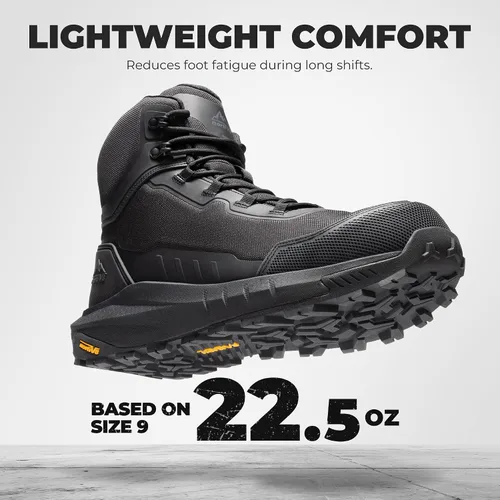 Miniatura 3 de NORTIV 8 Botas de punta compuesta para hombres ASTM F2413-24 Botas de trabajo de seguridad ligeras antifatiga antideslizantes con cremallera
